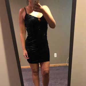 Kendall and Kylie crushes velvet black mini dress